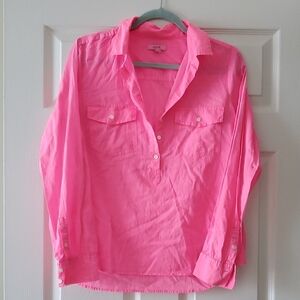 Jcrew Neon/ Bright Pink 3/4 Button-Up Shirt. 100%  Lightweight Cotton. Size S.